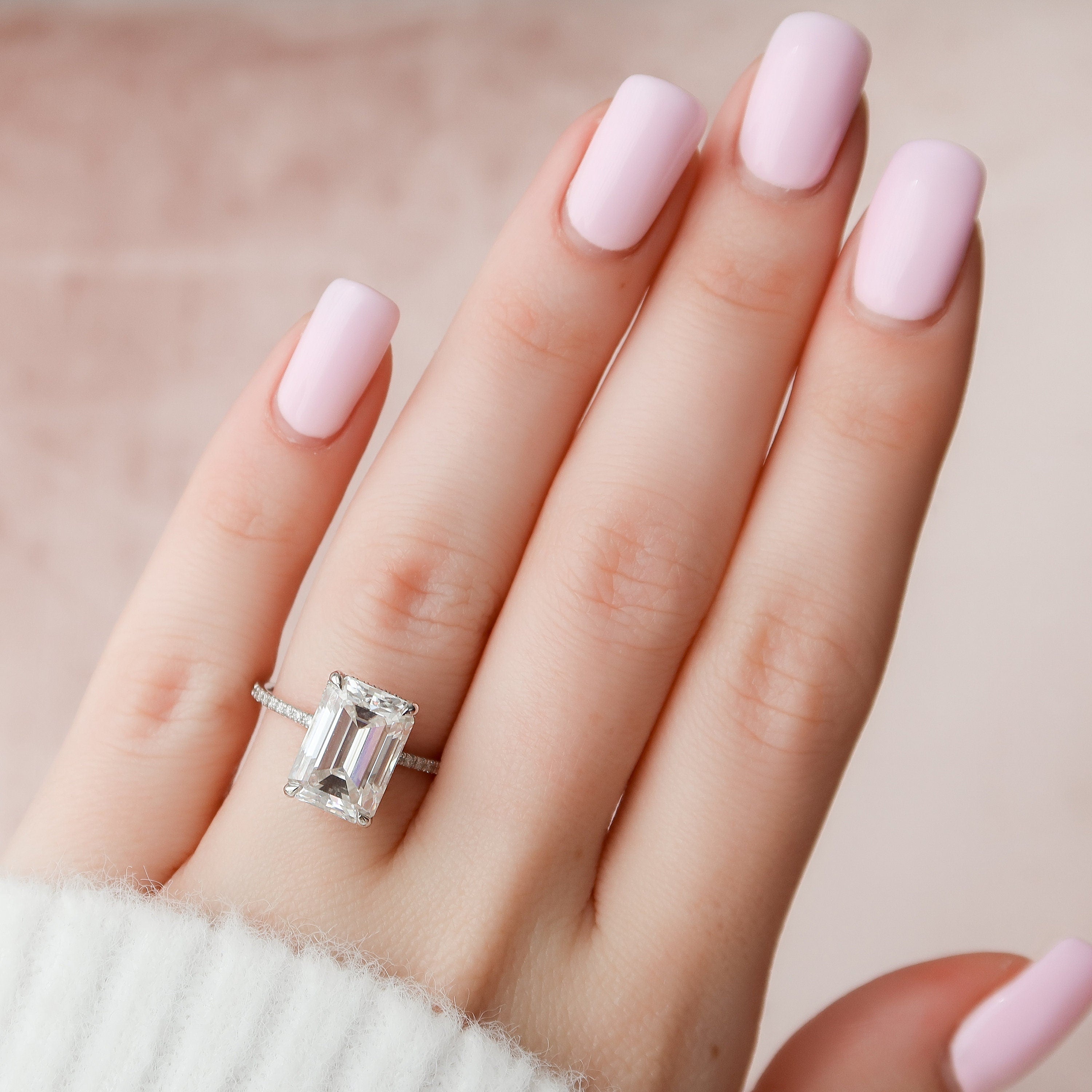 5.0 CT Emerald Pave Setting Moissanite Engagement Ring 1